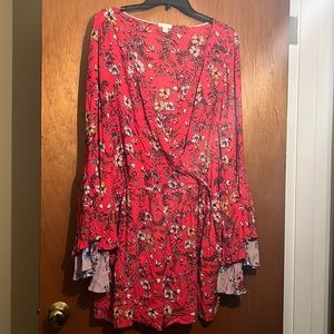 Xhilaration XXL Floral Romper with Bell Sleeves